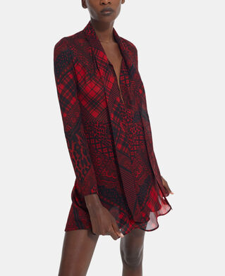 The Kooples DAMEN RED / BLACK rotes kurzes kleid mit print
