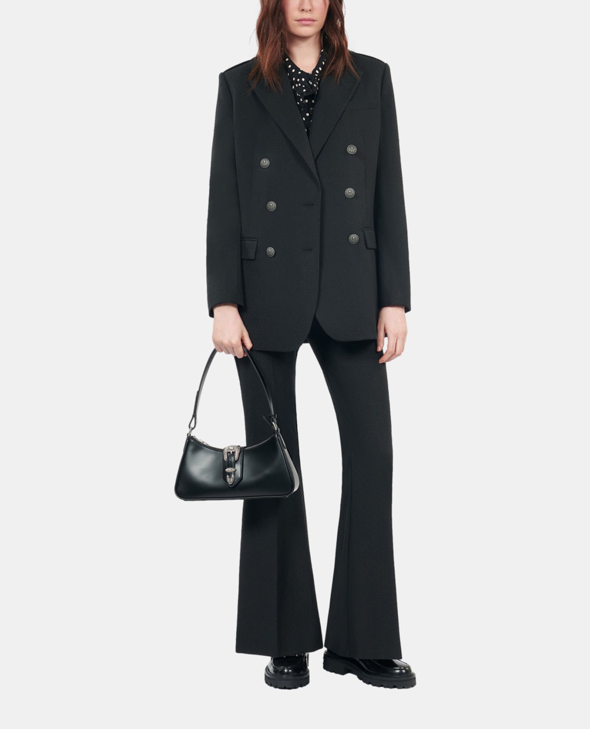 Black wool blend suit jacket, BLACK, hi-res image number null
