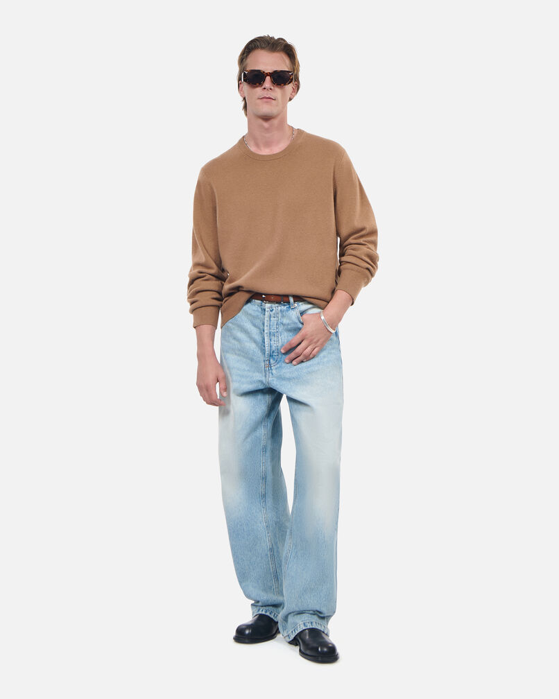The Kooples HERREN DARK CAMEL camelfarbener pullover aus kaschmir