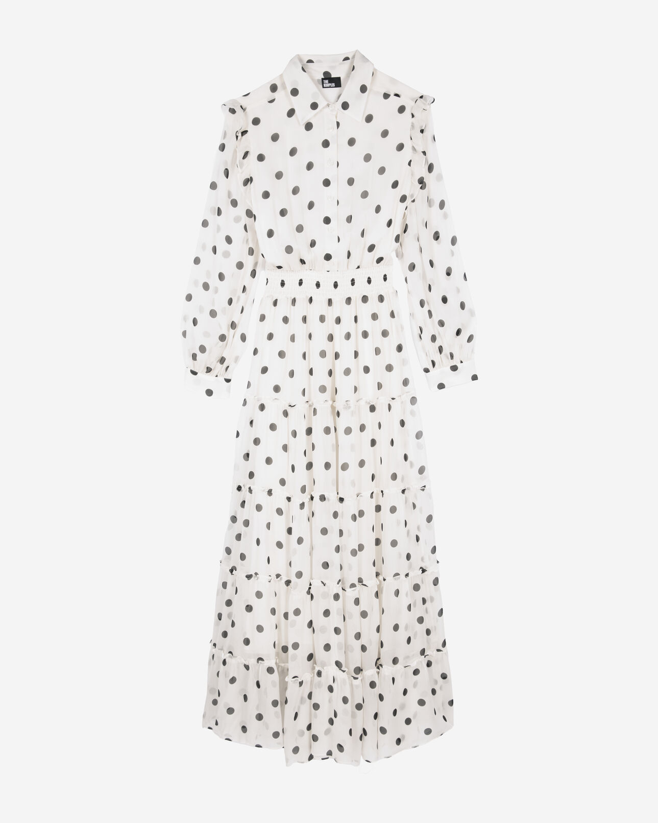 The Kooples MUJER WHITE / BLACK maxivestido blanco con lunares crudos