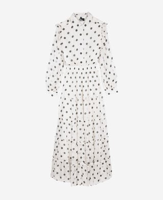 The Kooples FEMME WHITE / BLACK robe longue blanche à pois écrue