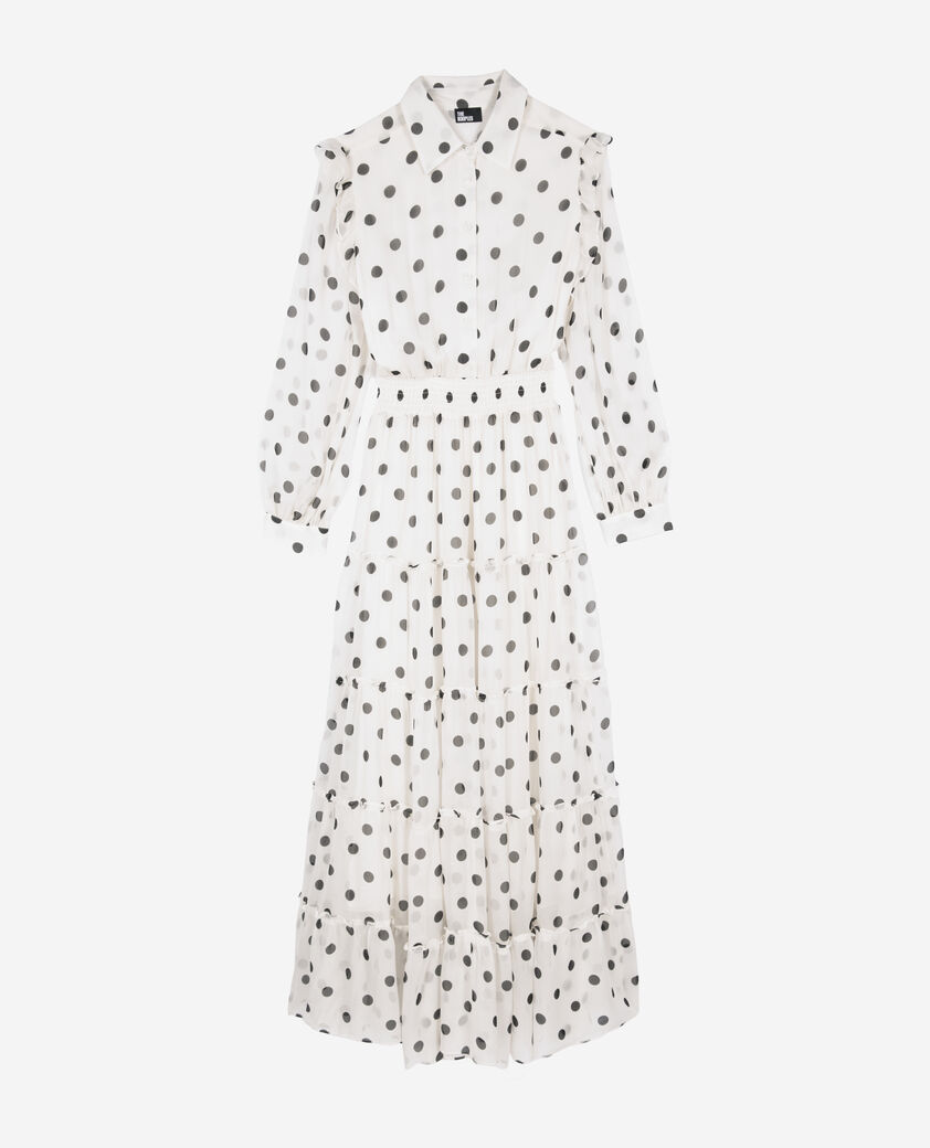 The Kooples WOMEN WHITE / BLACK white maxi dress with ecru polka dots