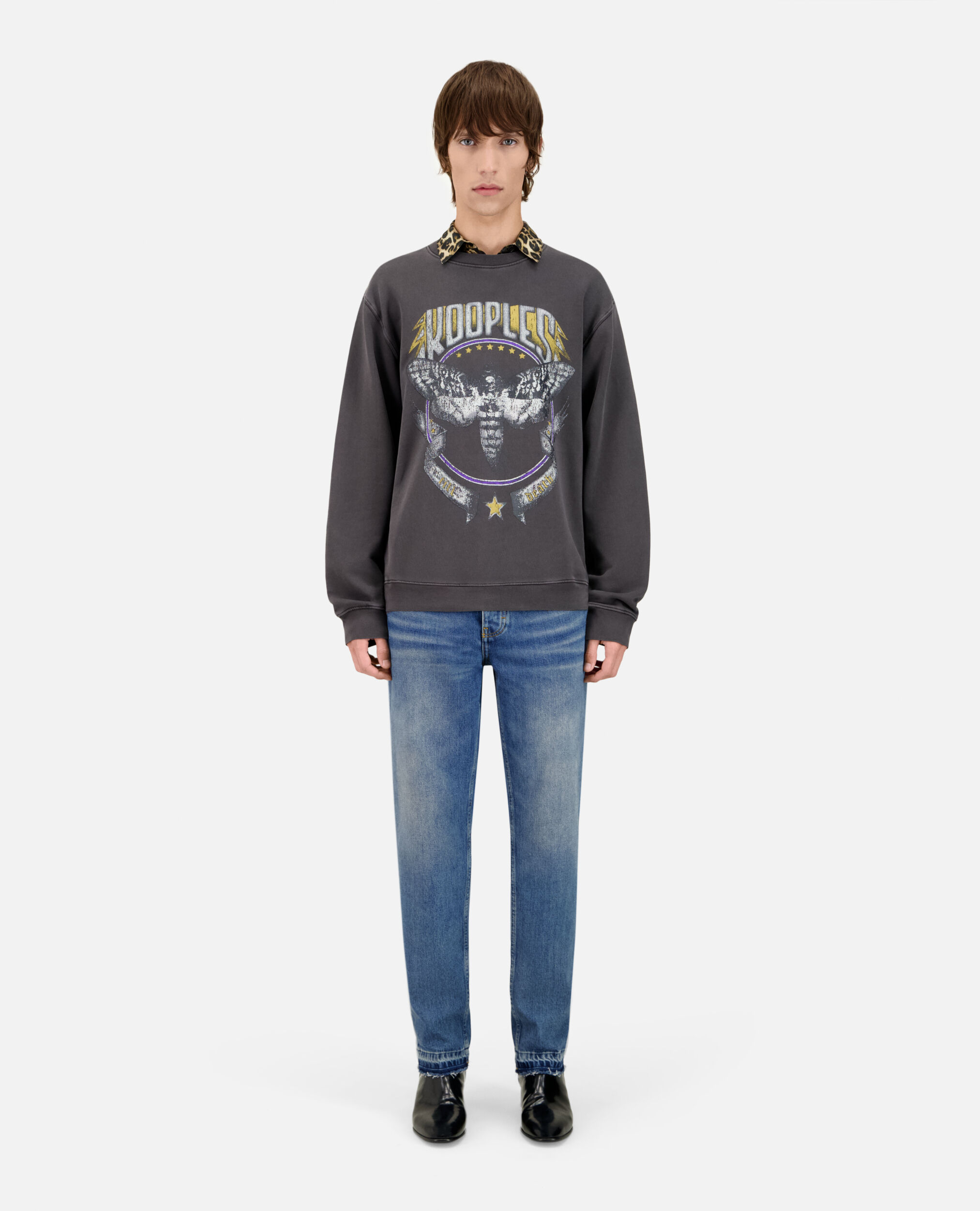 Sudadera gris carbono Skull butterfly, CARBONE, hi-res image number null