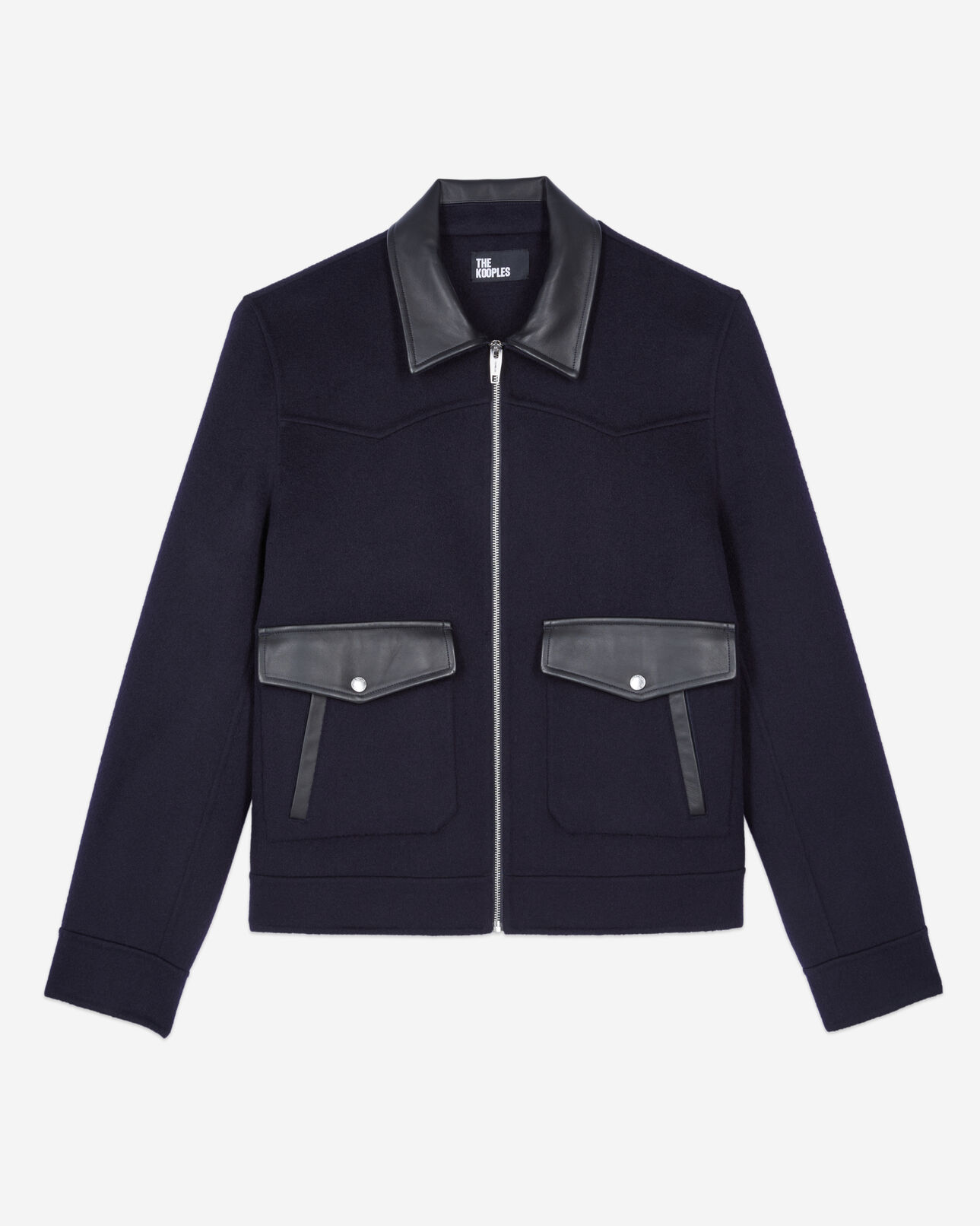 The Kooples HOMME NAVY blouson en laine double face bleu marine