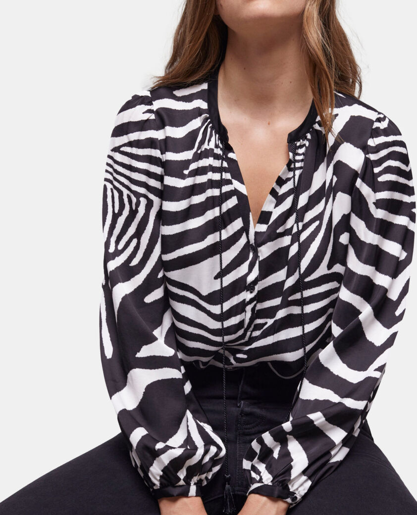 The Kooples FEMME BLACK WHITE blouse imprimée zébré