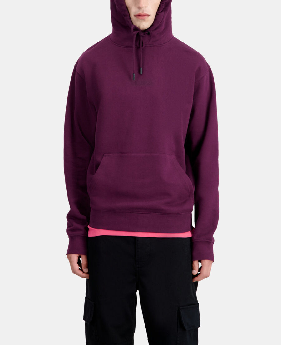 sweatshirt homme à capuche bordeaux avec logo
