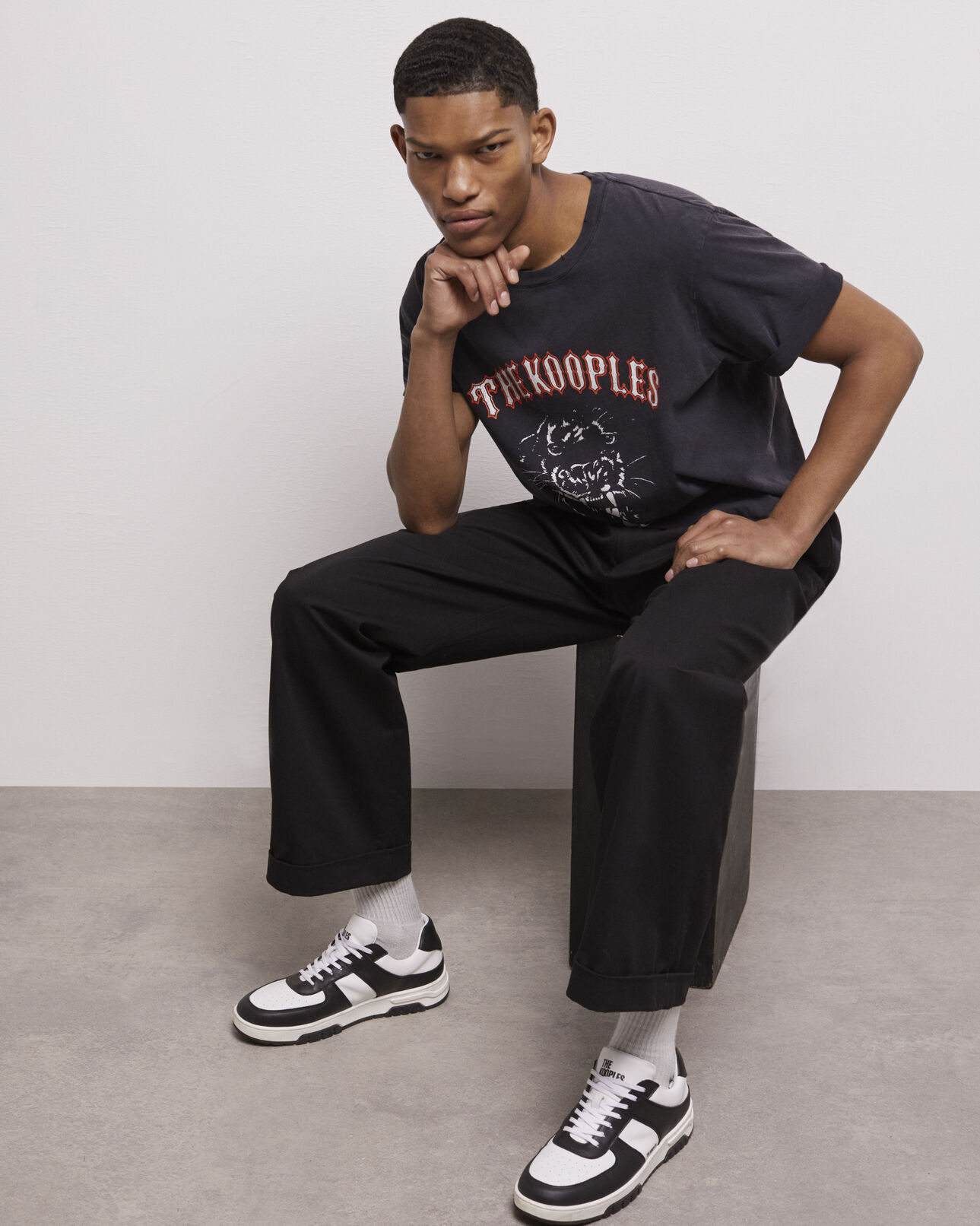 The Kooples MEN BLACK black and white sneakers