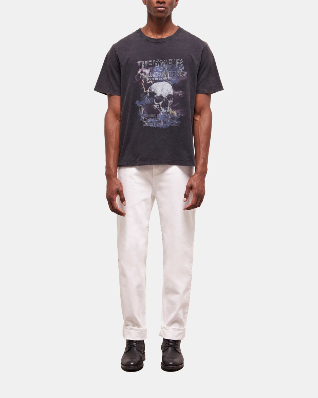 The Kooples HOMME BLACK WASHED t-shirt homme sérigraphié noir