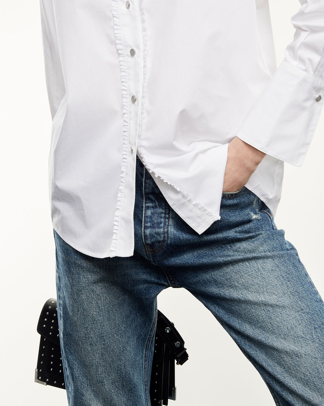 The Kooples WOMEN WHITE white cotton shirt with frills