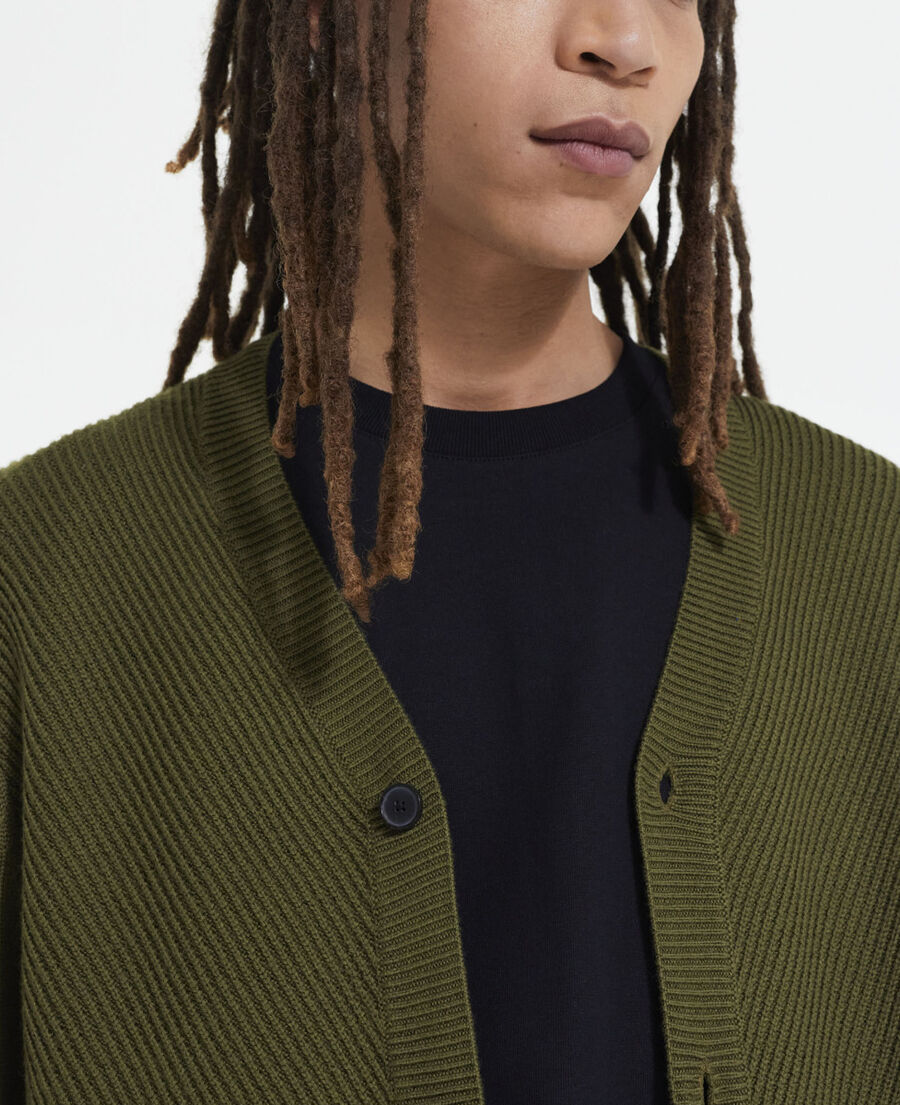 khaki wool cardigan