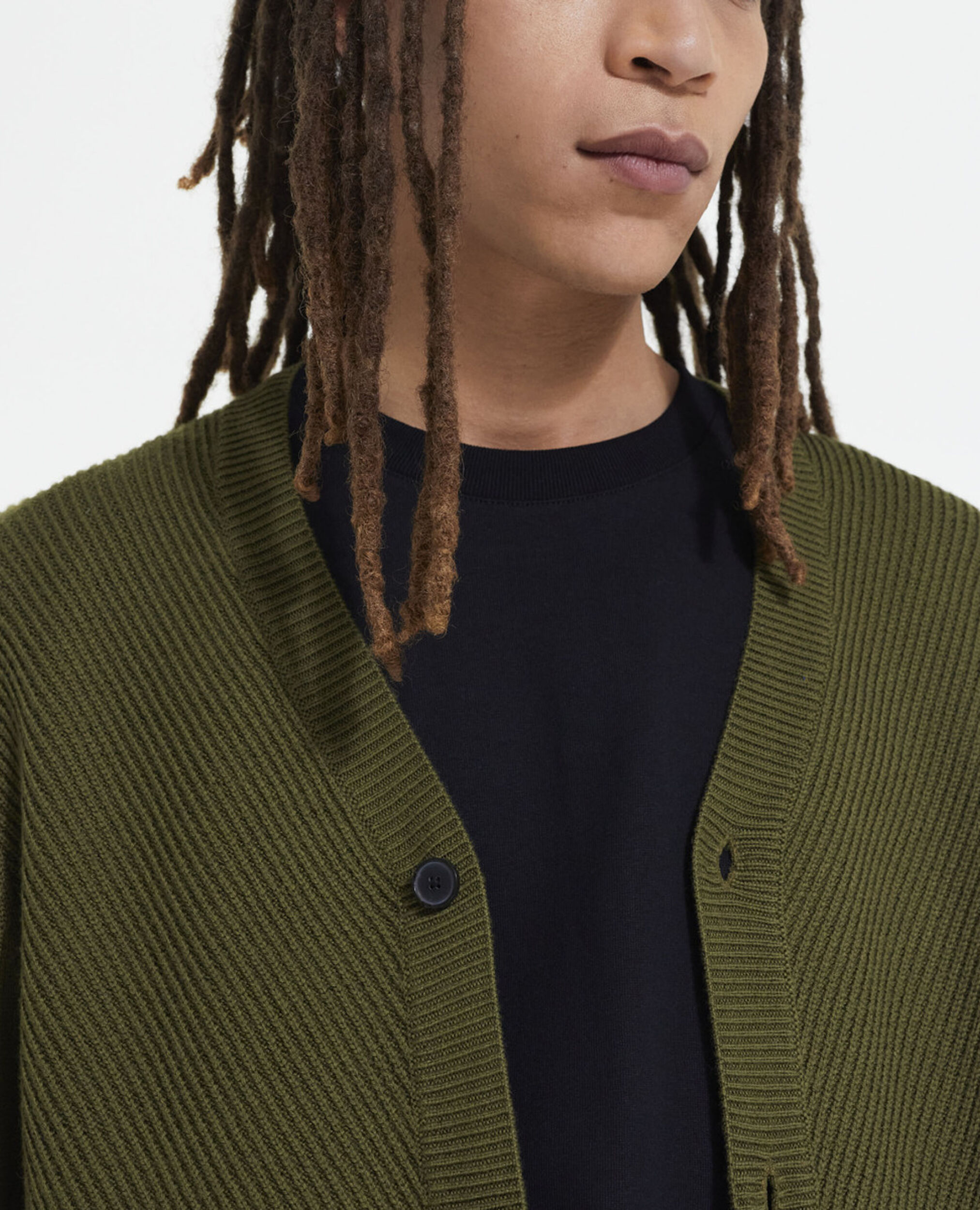 Khaki wool cardigan, KAKI, hi-res image number null