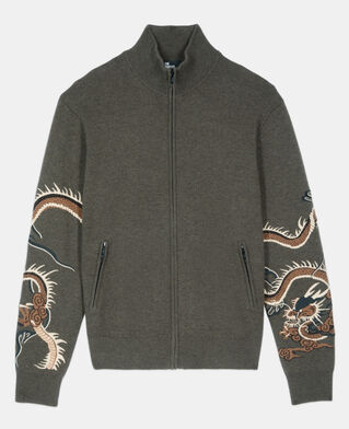 The Kooples HOMME KAKI cardigan en laine mélangée kaki
