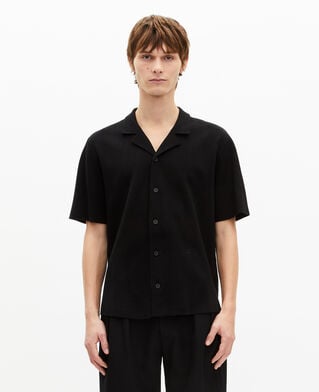 The Kooples MEN BLACK black mesh short-sleeve shirt
