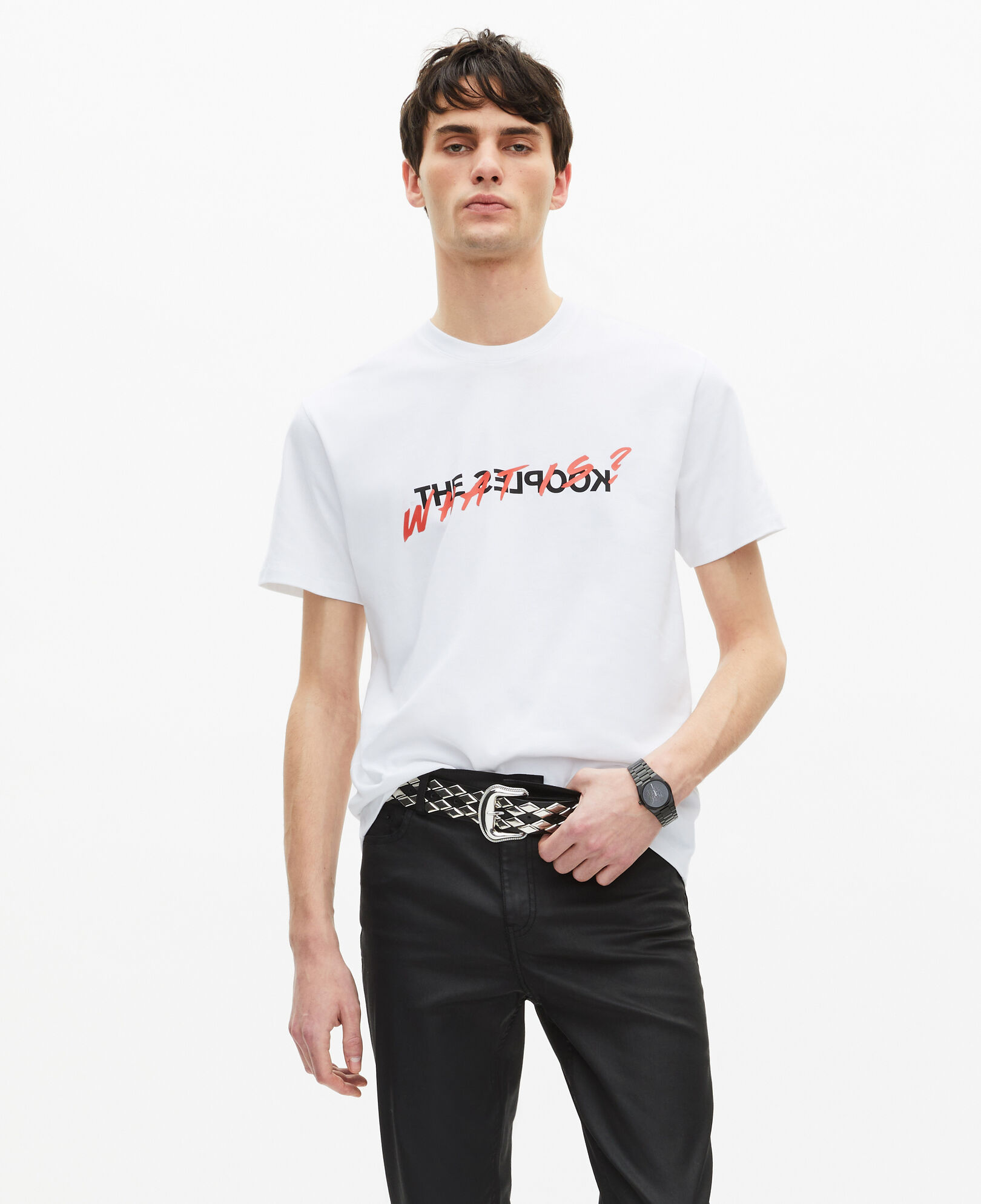 The Kooples HERREN WHITE weißes t-shirt „what is“ für herren