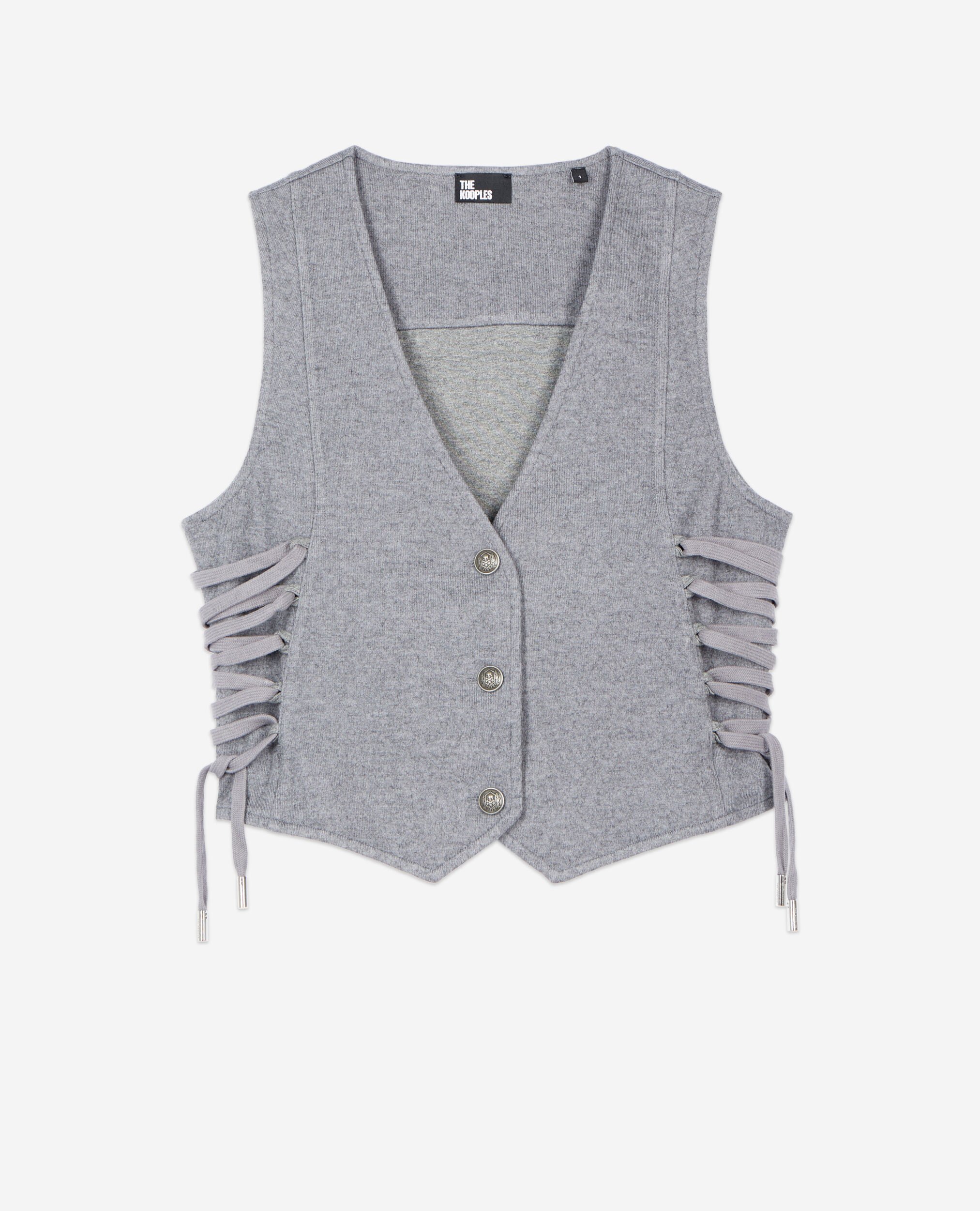 Grey waistcoat with lacing, GREY MELANGE, hi-res image number null