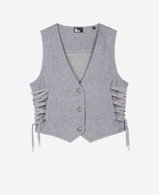 The Kooples WOMEN GREY MELANGE grey waistcoat with lacing