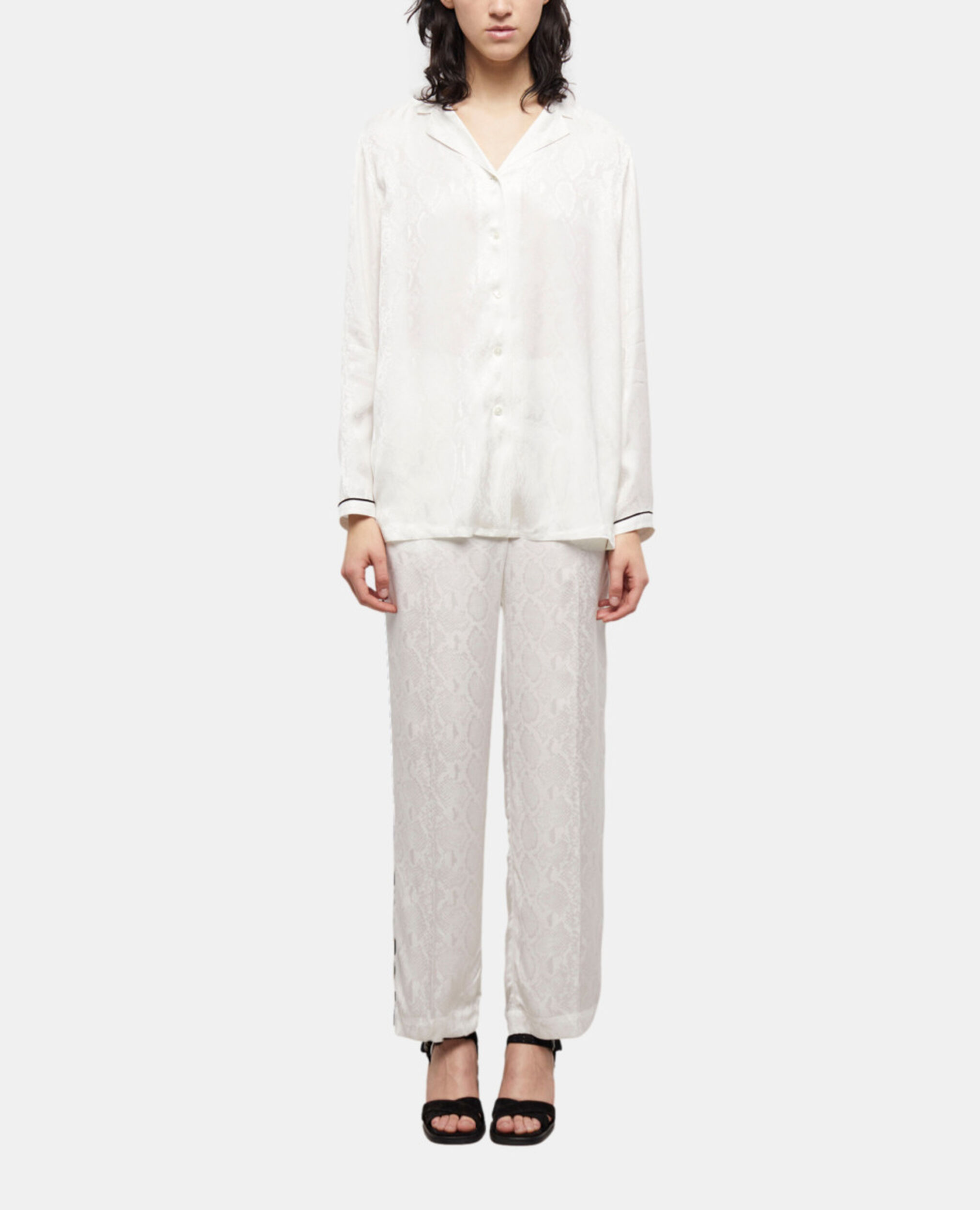 Weißes Hemd aus Satin mit Pythonmuster , WHITE, hi-res image number null