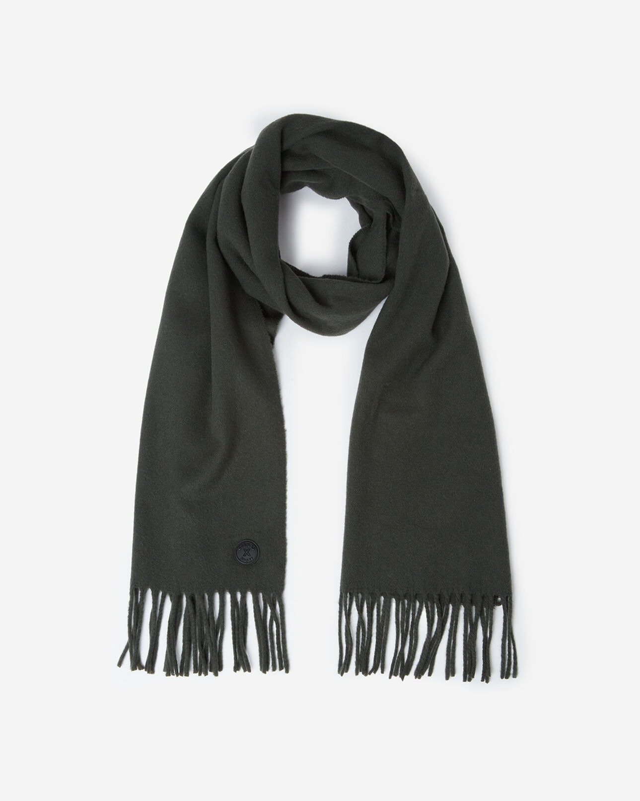 The Kooples HOMME KAKI écharpe laine cachemire kaki franges