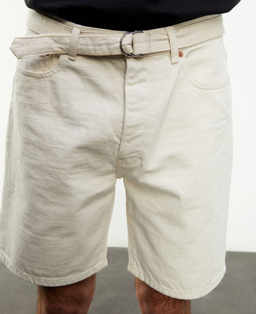 The Kooples H NATURAL off-white denim shorts with pockets