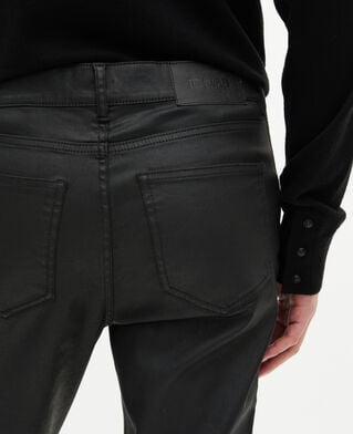 The Kooples HOMME BLACK pantalon slim en cuir noir