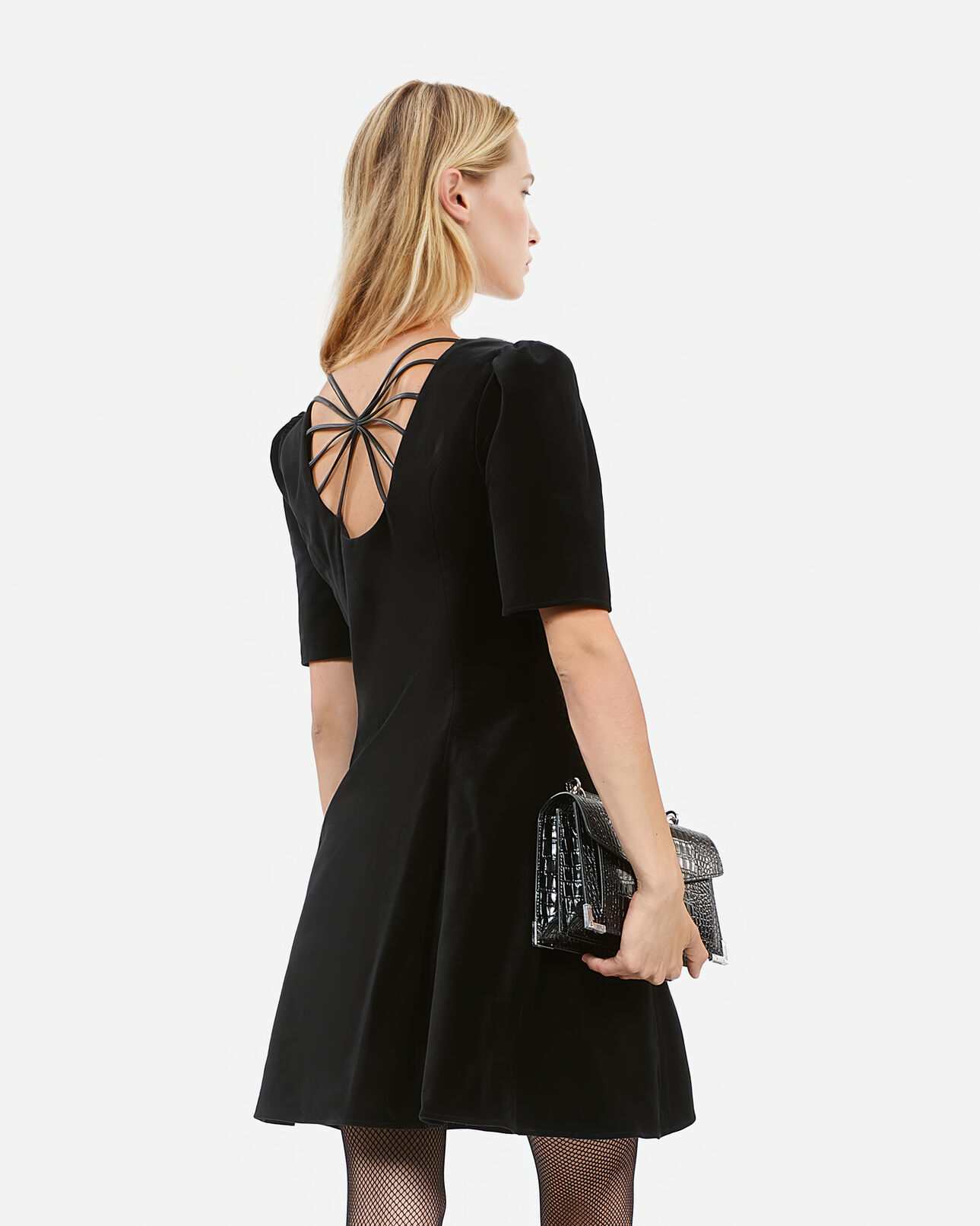 The Kooples WOMEN BLACK short black velvet dress