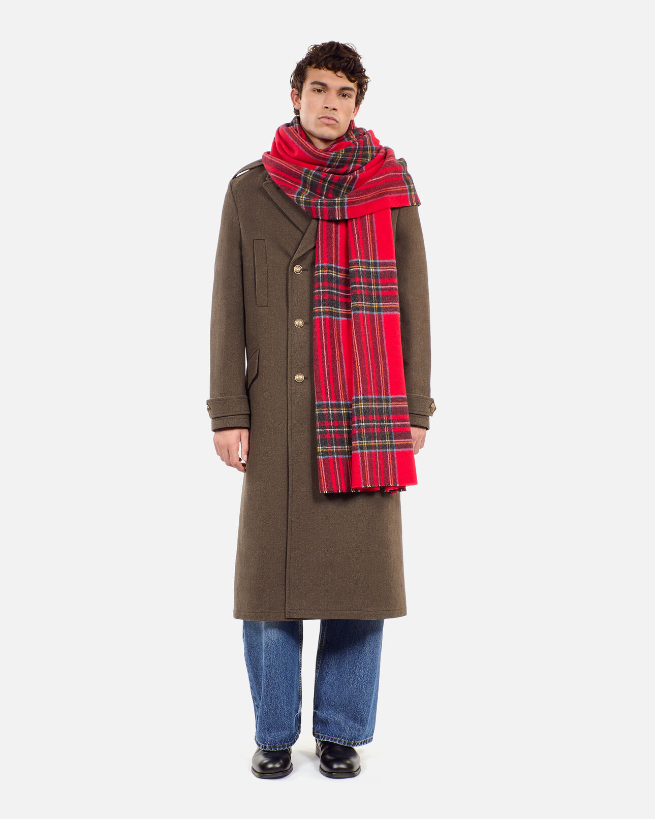 The Kooples HOMME KAKI manteau long style officier kaki
