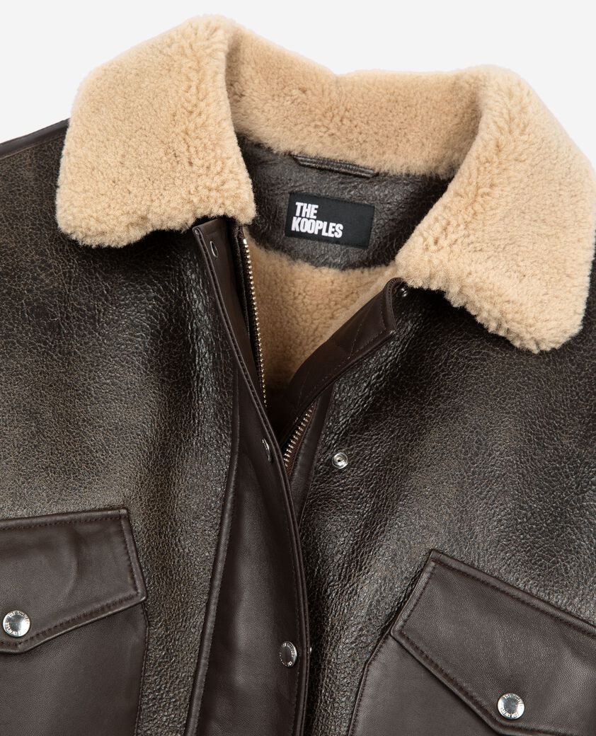 The Kooples DAMEN BROWN kurzes braunes wollfell