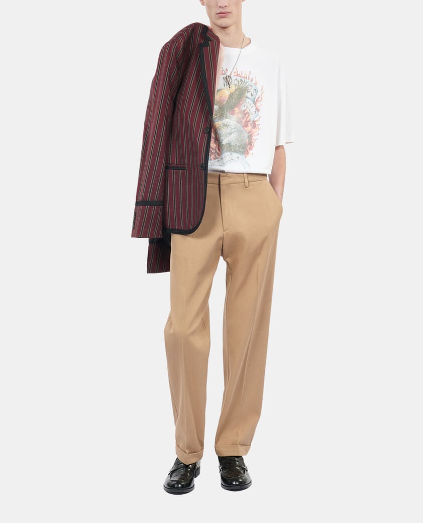 The Kooples HOMME CAMEL pantalon droit en coton camel