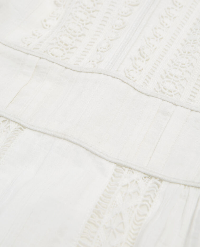 The Kooples FEMME OFF WHITE robe brodée écrue courte détail gallon