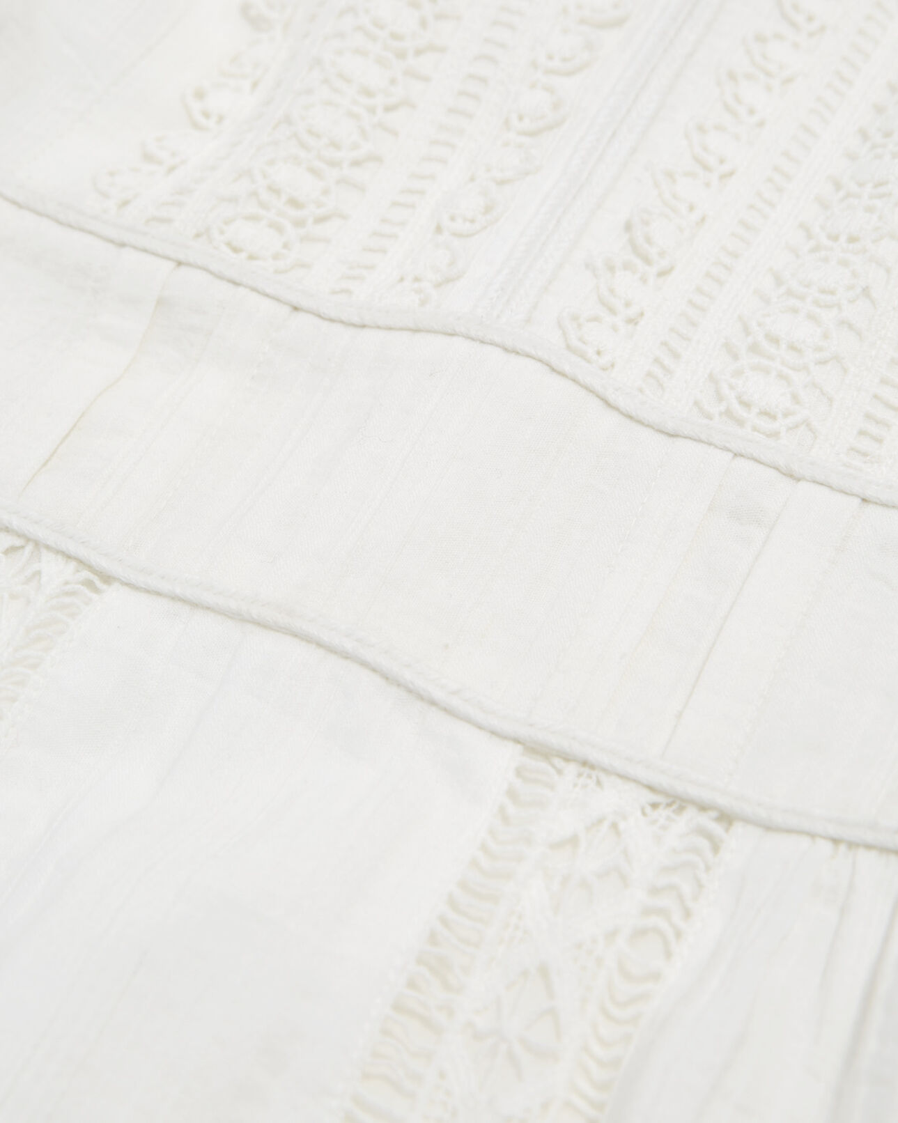 The Kooples FEMME OFF WHITE robe brodée écrue courte détail gallon