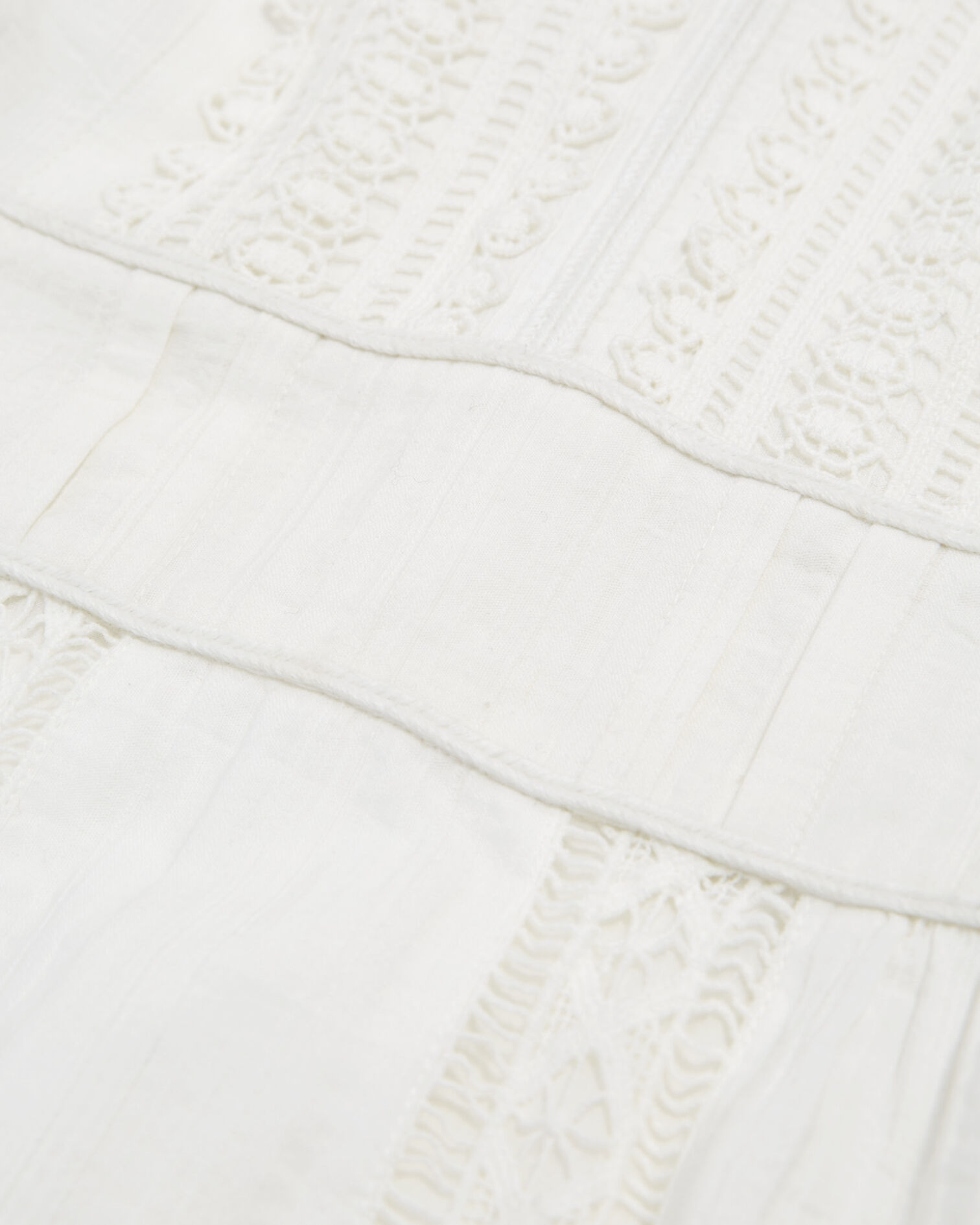 Robe brodée écrue courte détail gallon, OFF WHITE, hi-res image number null