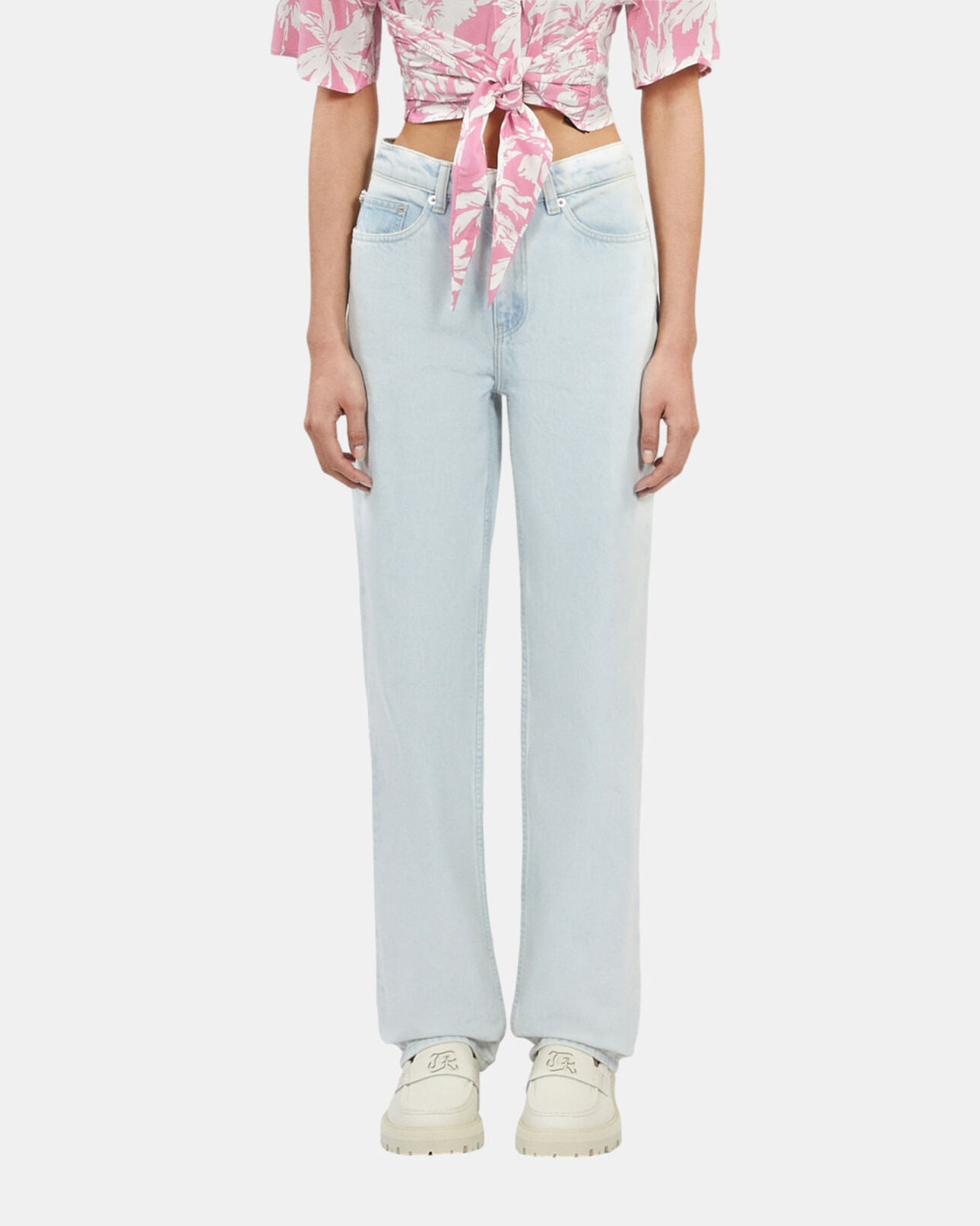 The Kooples FEMME BLUE BLEACHED / NAVY jean droit décoloré bleu clair