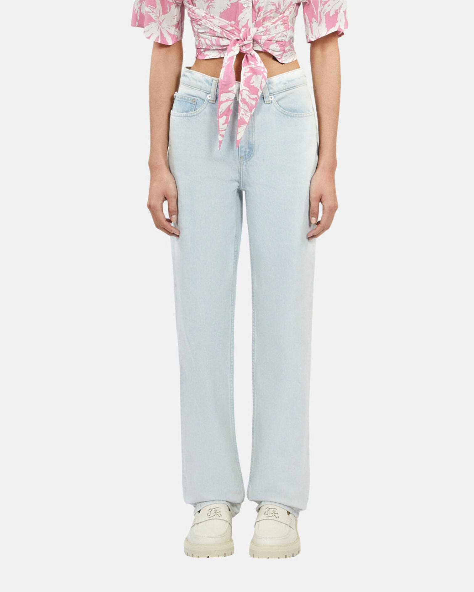 Jean droit décoloré bleu clair, BLUE BLEACHED / NAVY, hi-res image number null