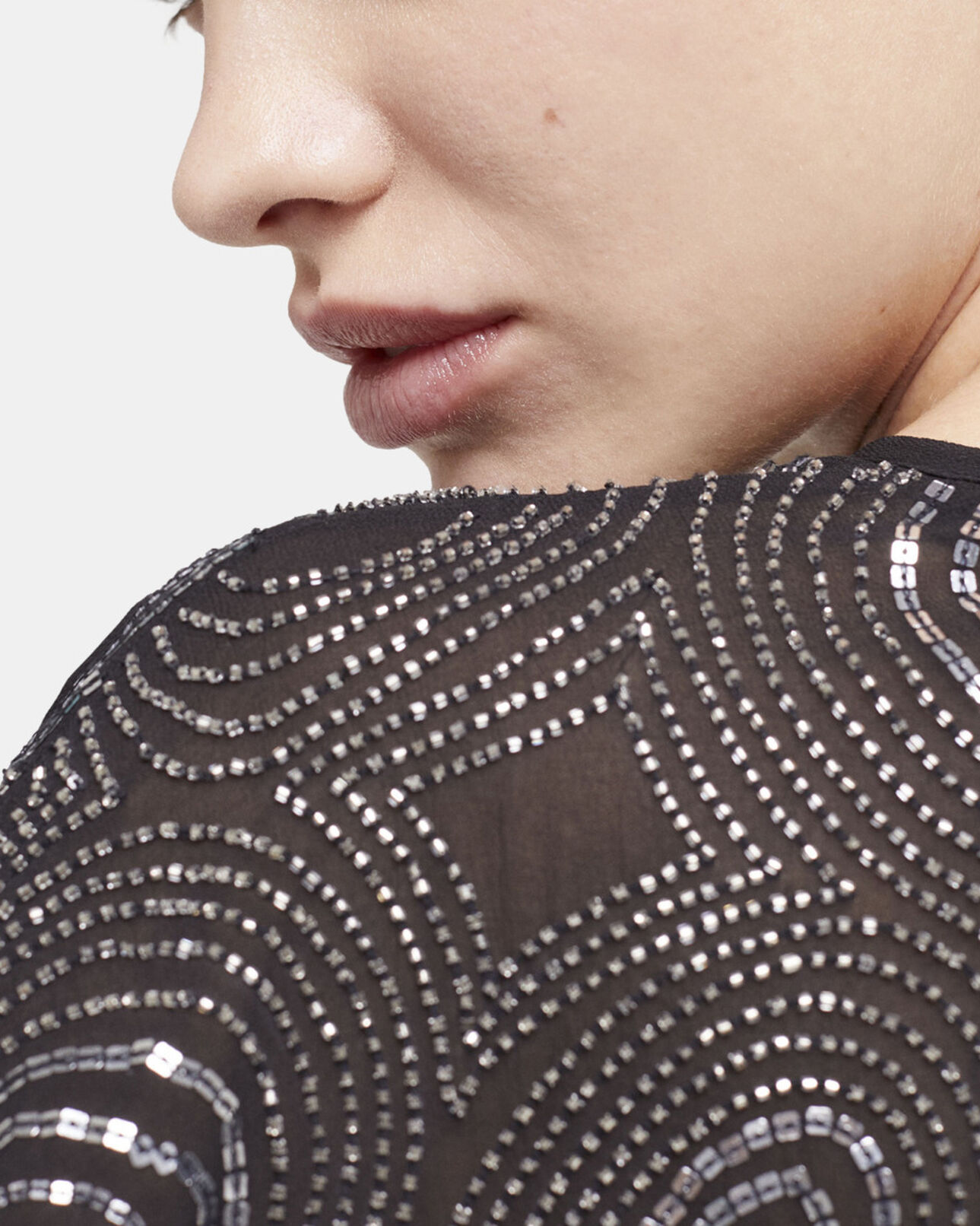 The Kooples WOMEN BLACK short black dress with rhinestones