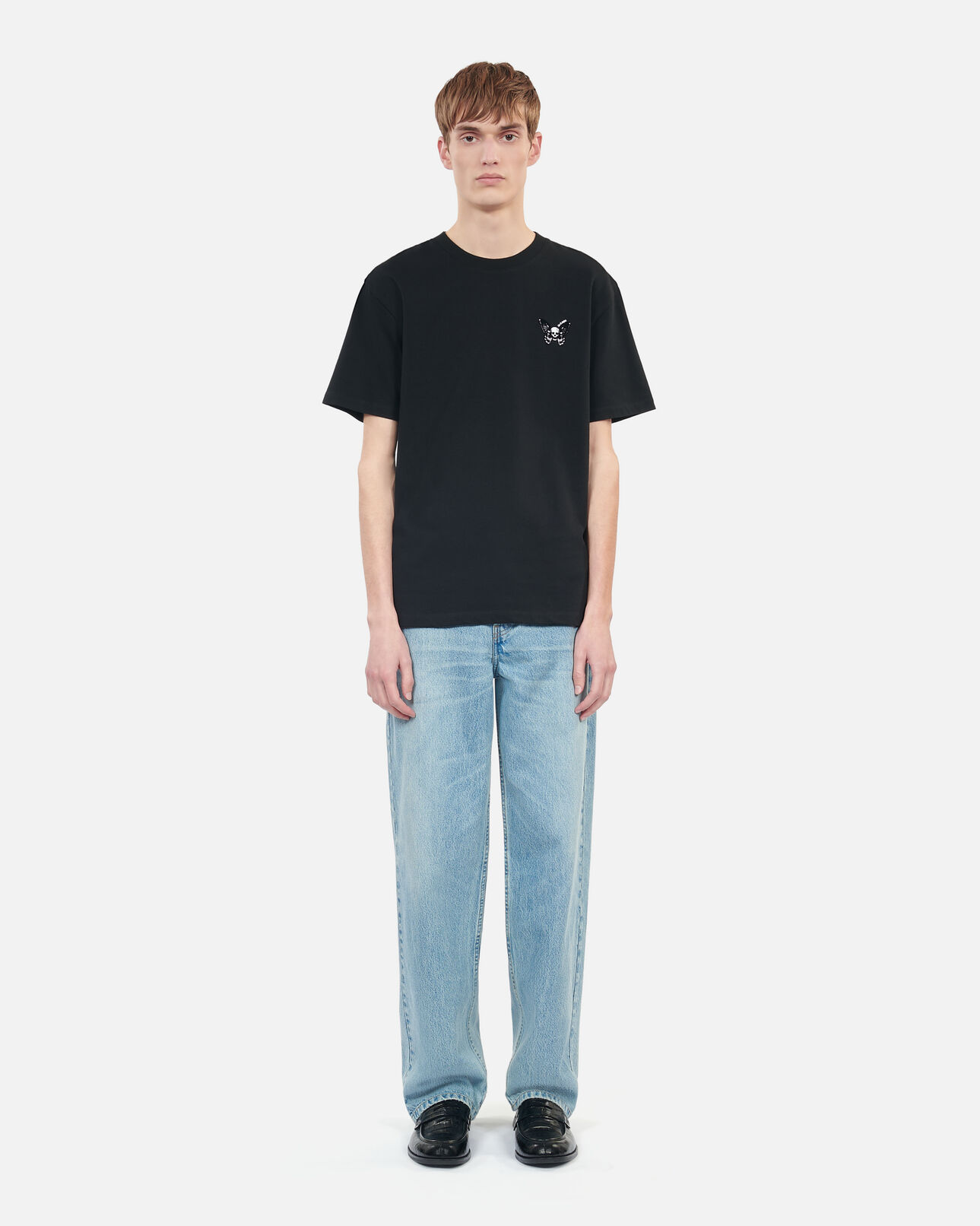 The Kooples MEN BLACK black t-shirt with butterfly flocking