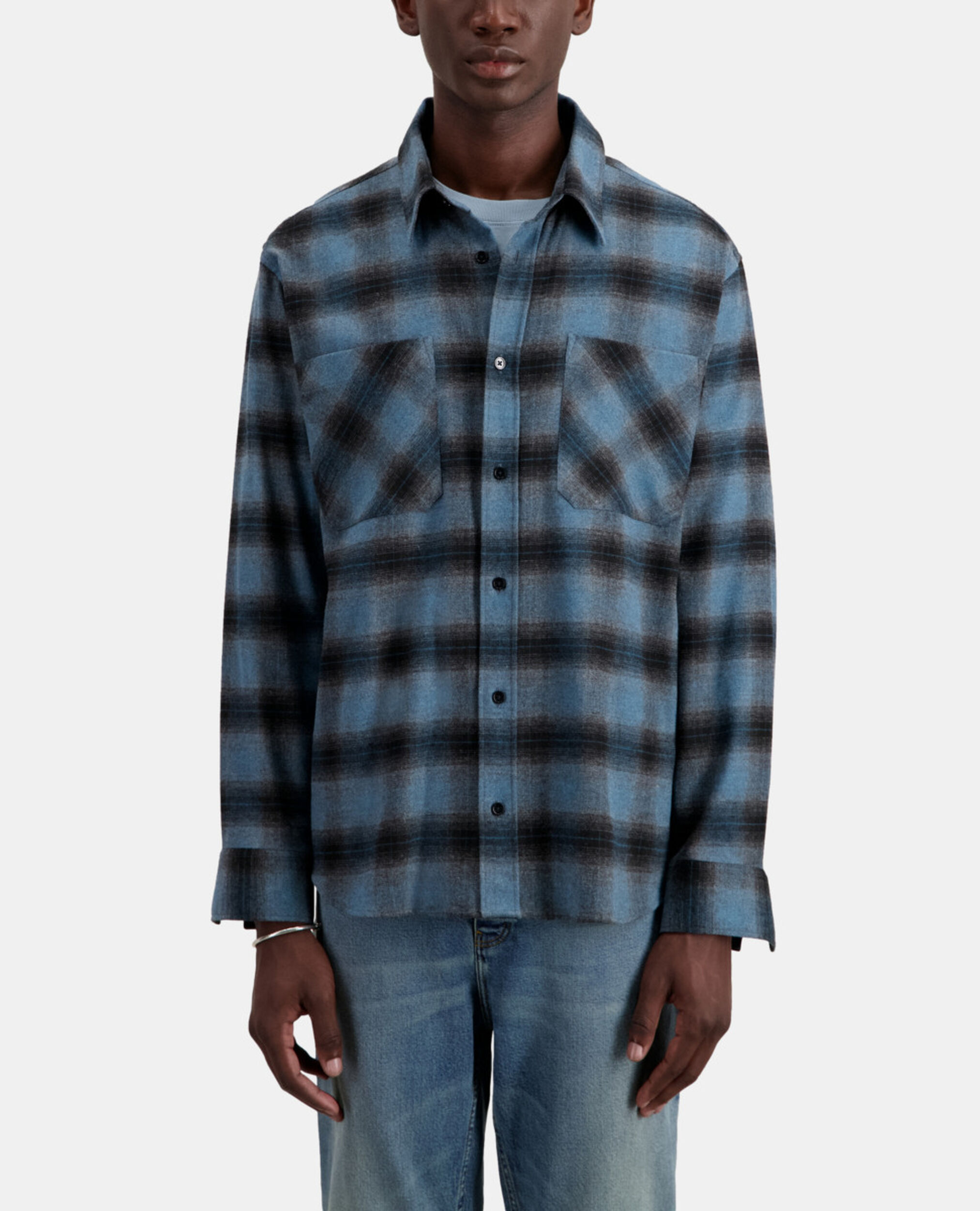 Blue checkered shirt, ELECTRIC BLUE/BLACK, hi-res image number null