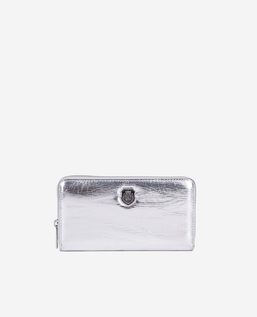 The Kooples F SILVER silver leather blason wallet
