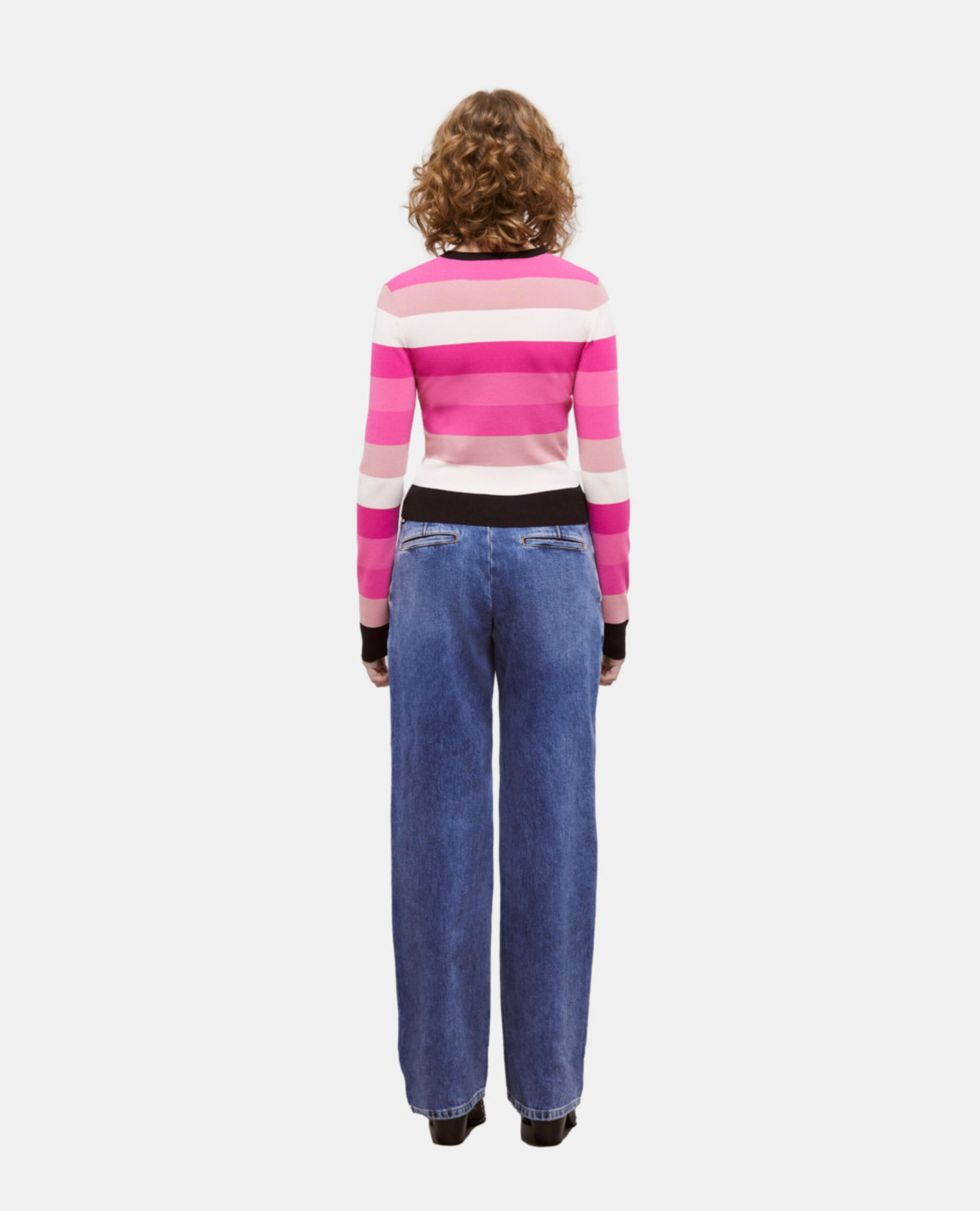 Short pink striped sweater, LIGHT PINK/DARK PINK/BLAC, hi-res image number null