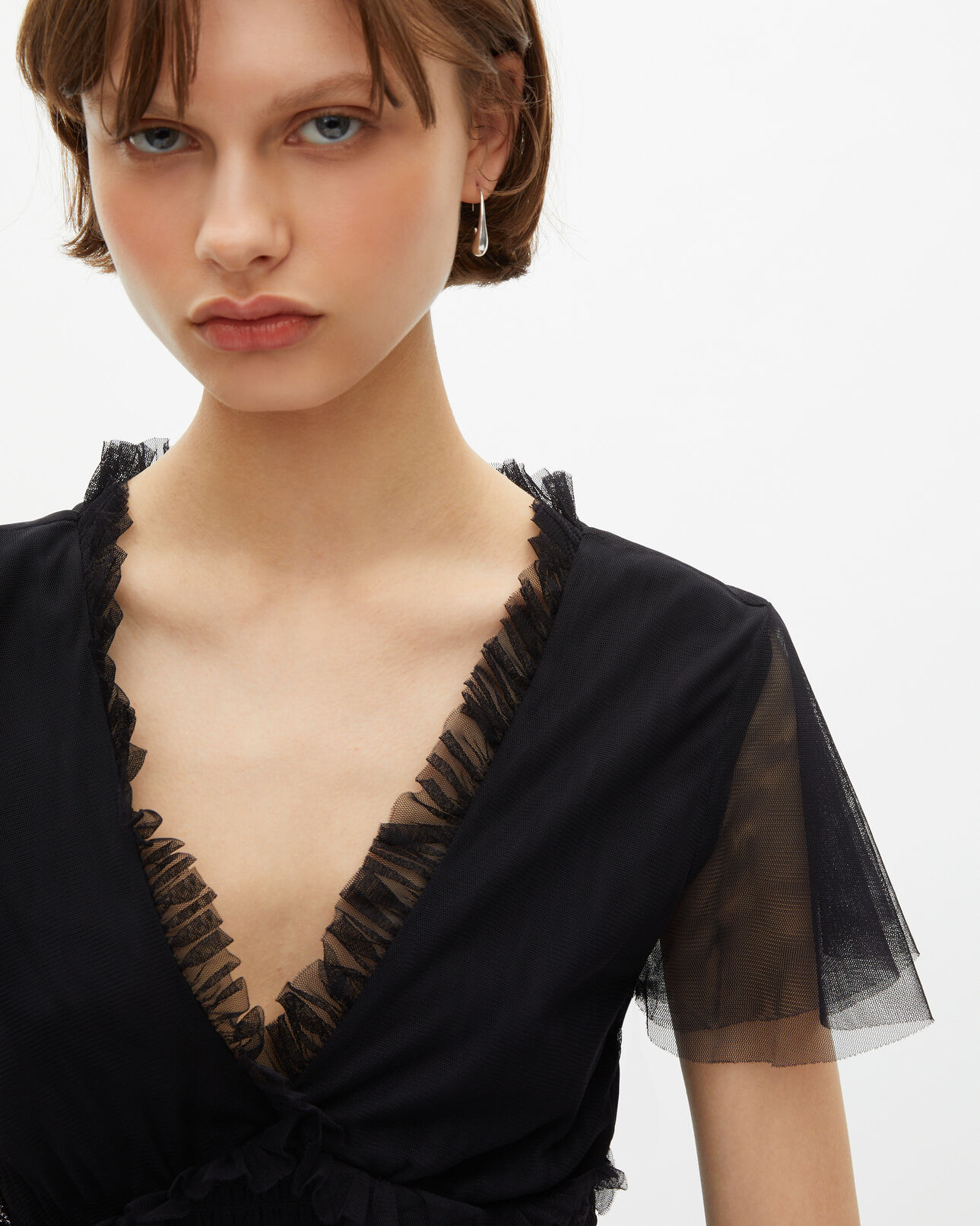 The Kooples WOMEN BLACK short black tulle dress