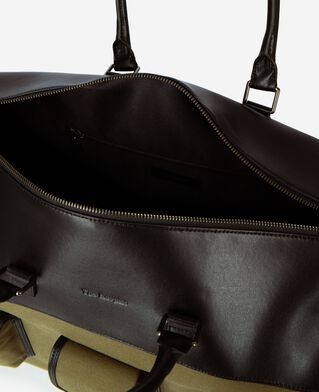 The Kooples HOMME KAKI sac weekend canvas et cuir kaki