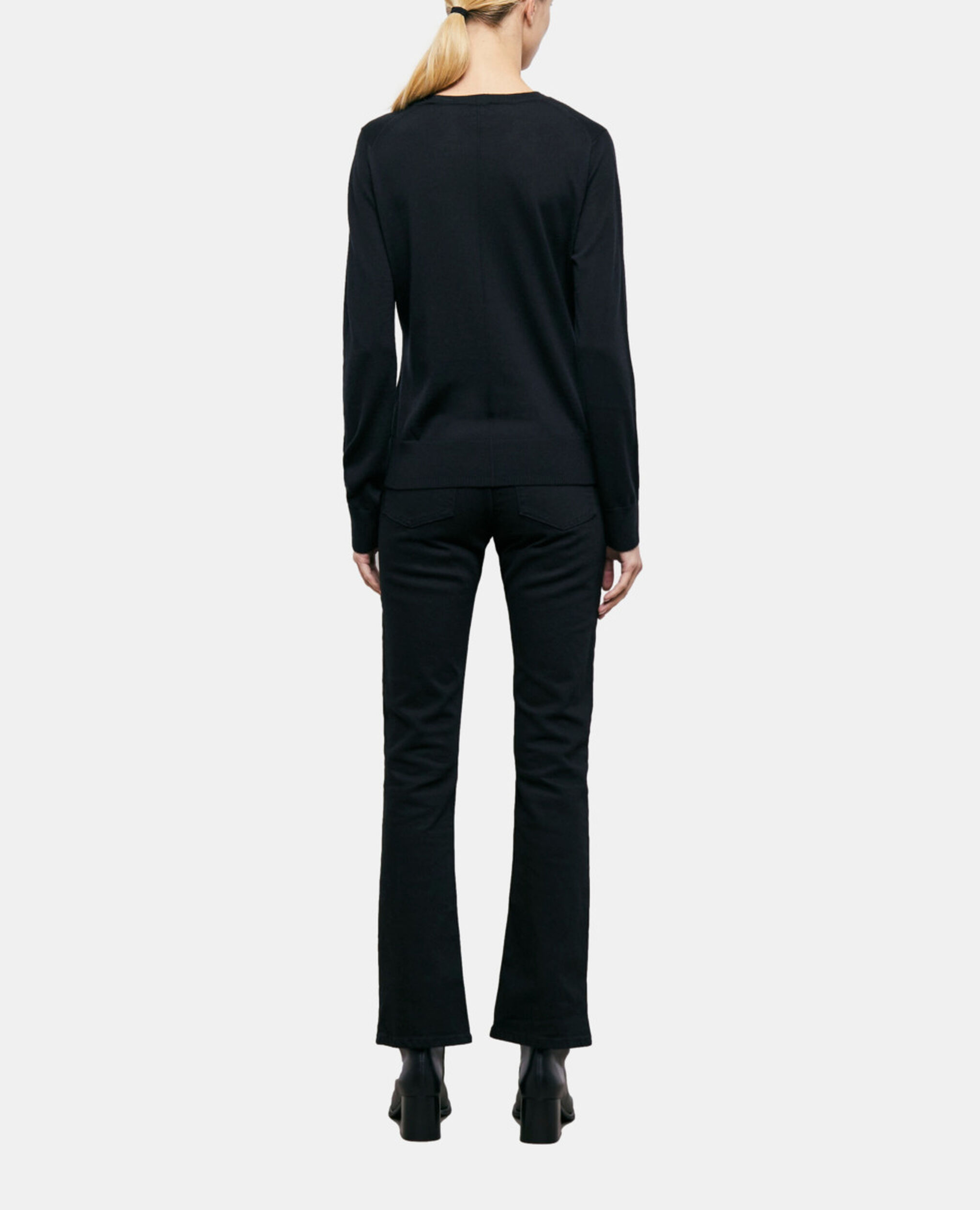 Fine black merino sweater, BLACK, hi-res image number null
