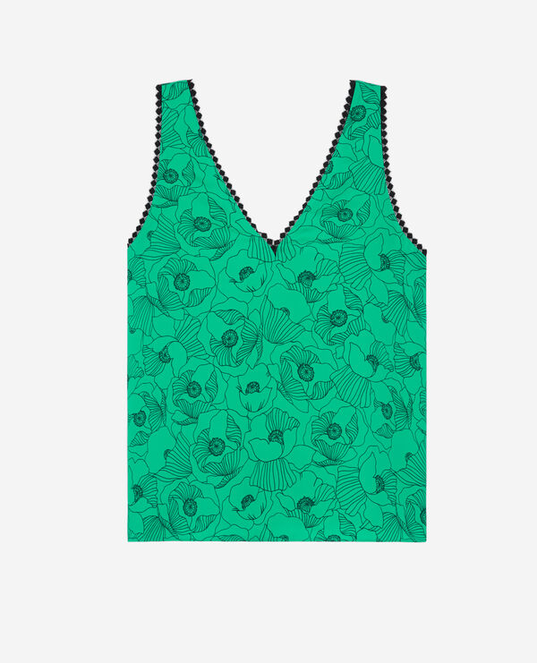 printed top with lace details