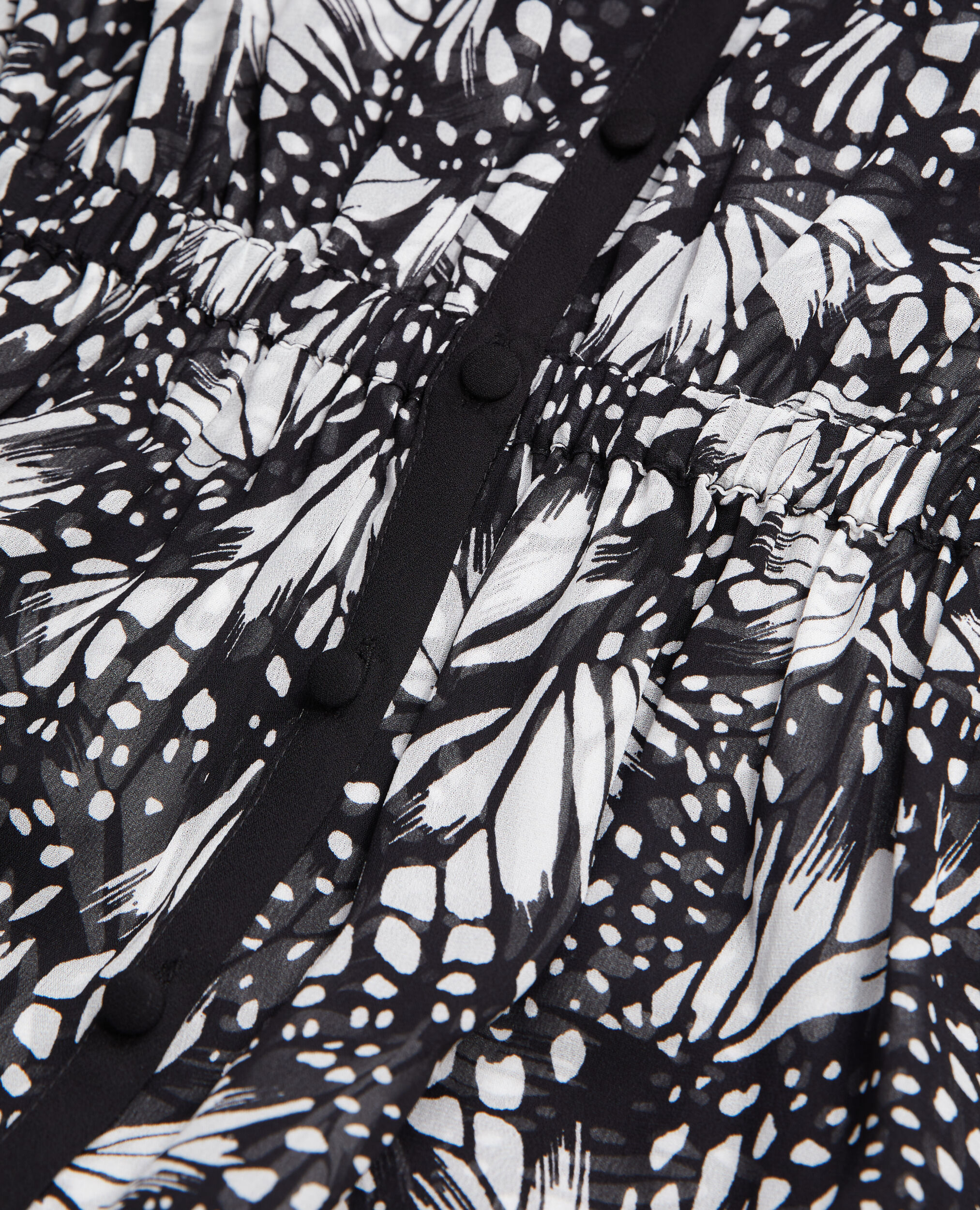 Langes Kleid mit Print und Knopfverschluss, BLACK WHITE, hi-res image number null