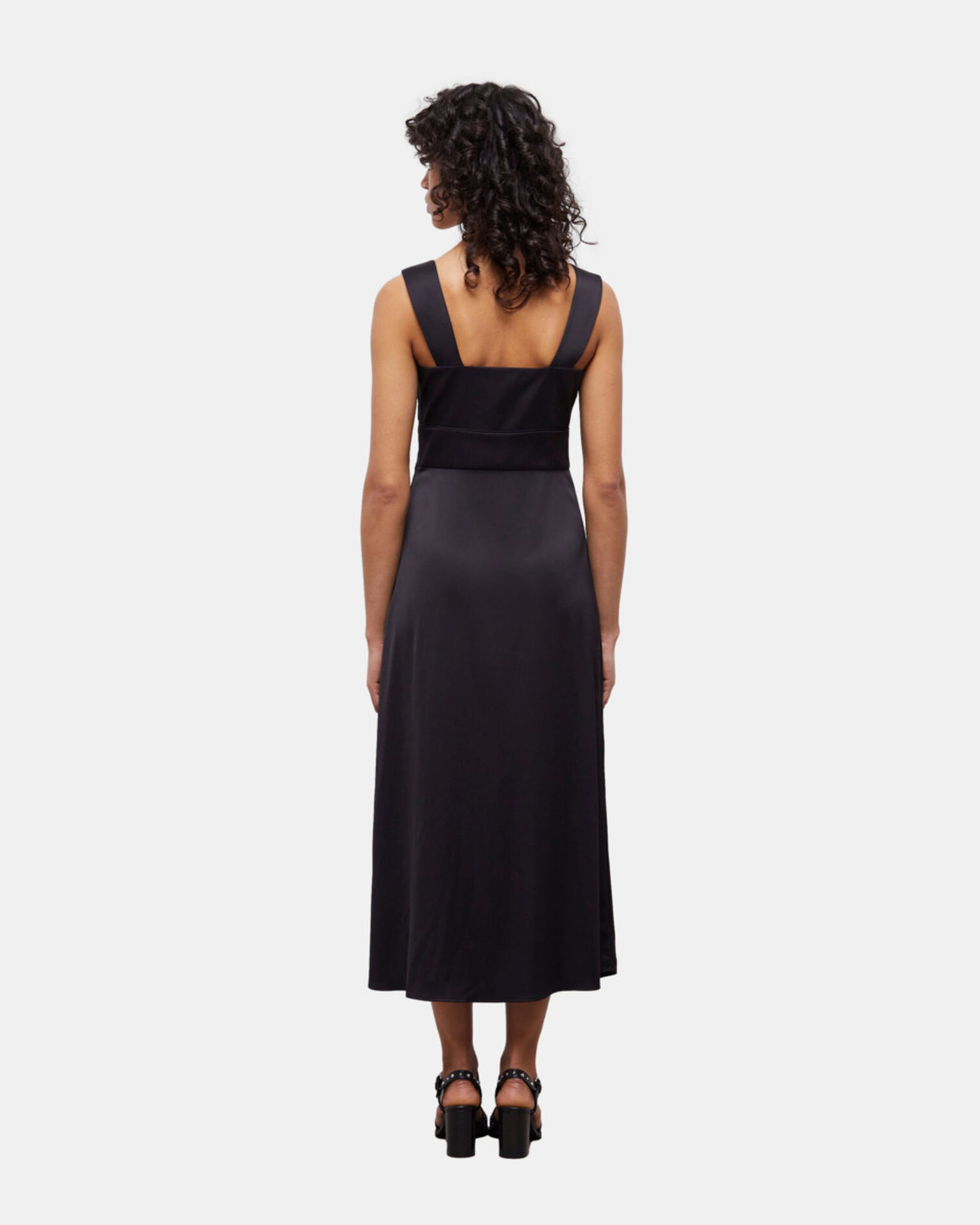 Langes, schwarzes Kleid mit Knopfverschluss, BLACK, hi-res image number null