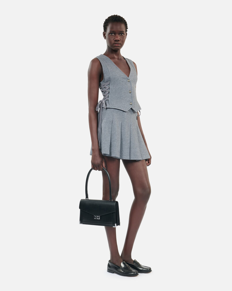 The Kooples DAMEN GREY MELANGE graue weste mit schnürung