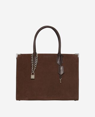 The Kooples FEMME CHOCOLATE sac cabas ming l en suède marron