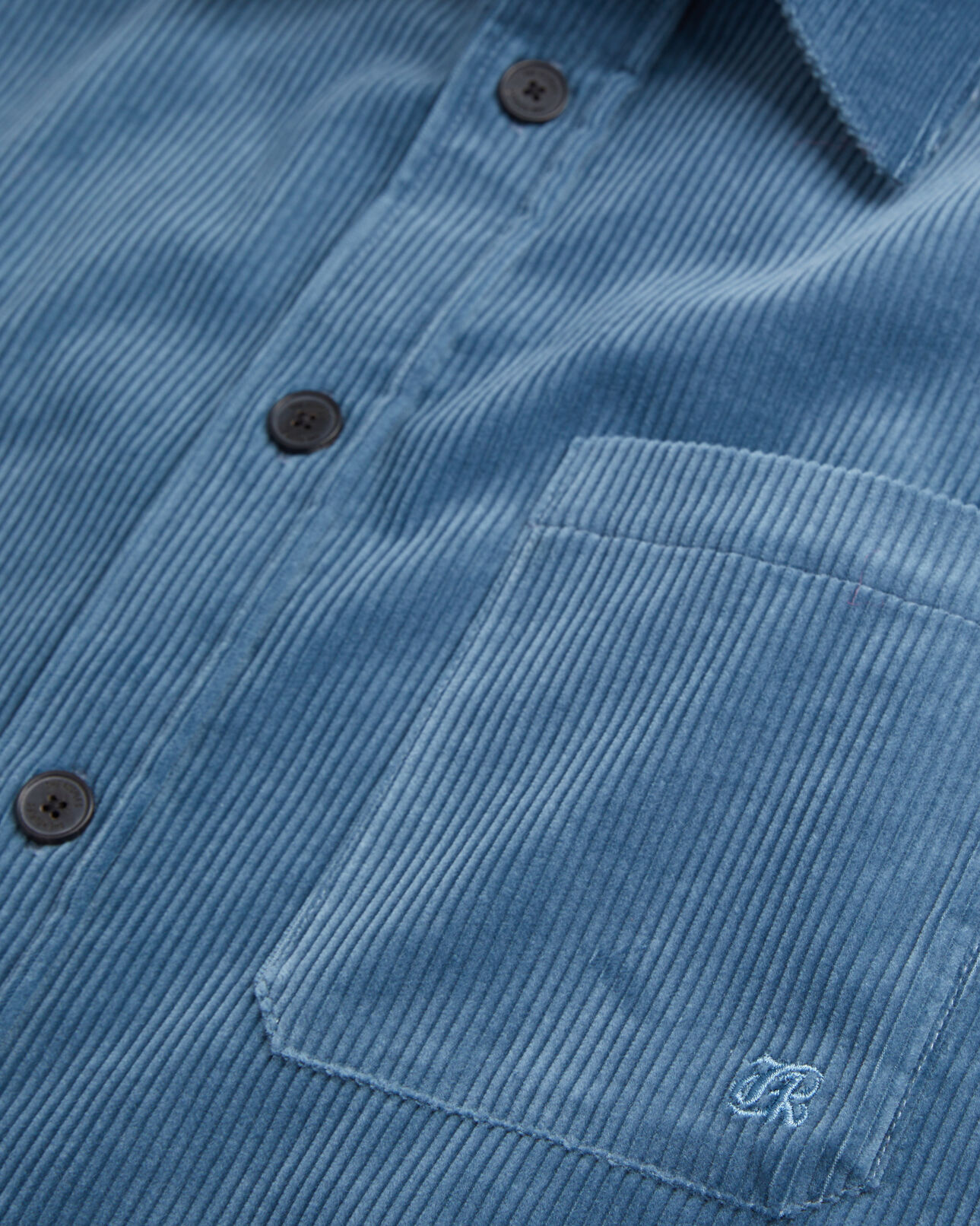 The Kooples MEN BLUE PETROL blue corduroy shirt