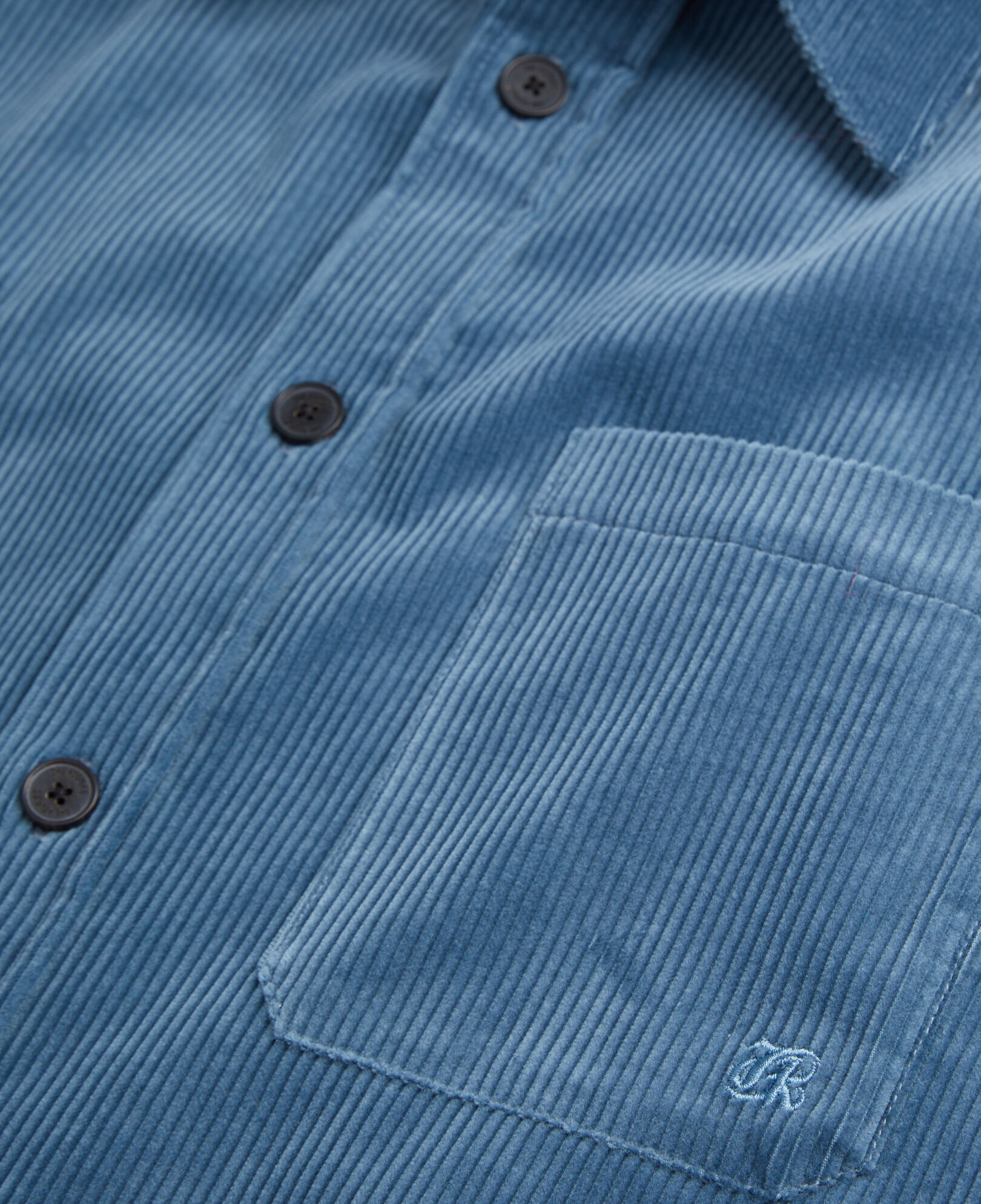 The Kooples MEN BLUE PETROL blue corduroy shirt