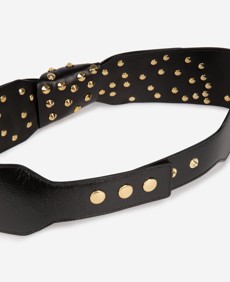 The Kooples DAMEN BLACK breiter gürtel mit nieten aus schwarzem leder