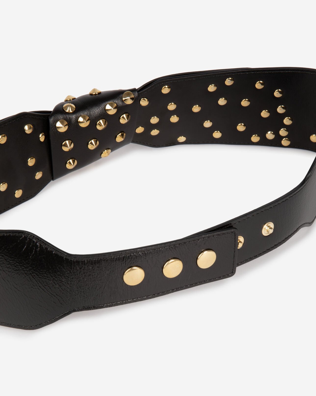 The Kooples FEMME BLACK ceinture large cloutée en cuir noir